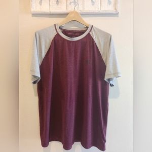 American Eagle Outfitters Men's Short Sleeve T-shirt. Size Large. Maroon/Grey